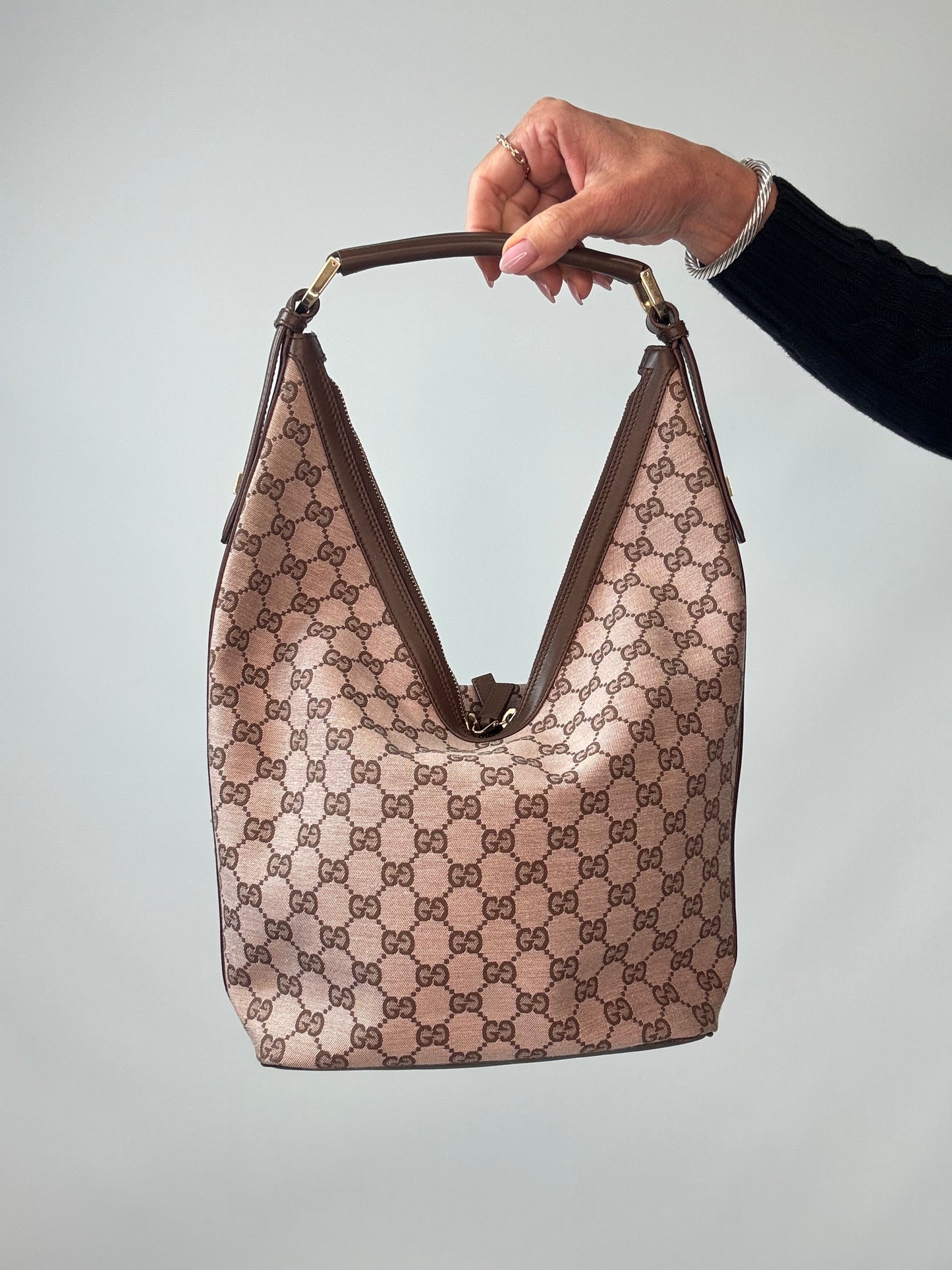 Gucci GG Canvas Hobo Bag back of handbag