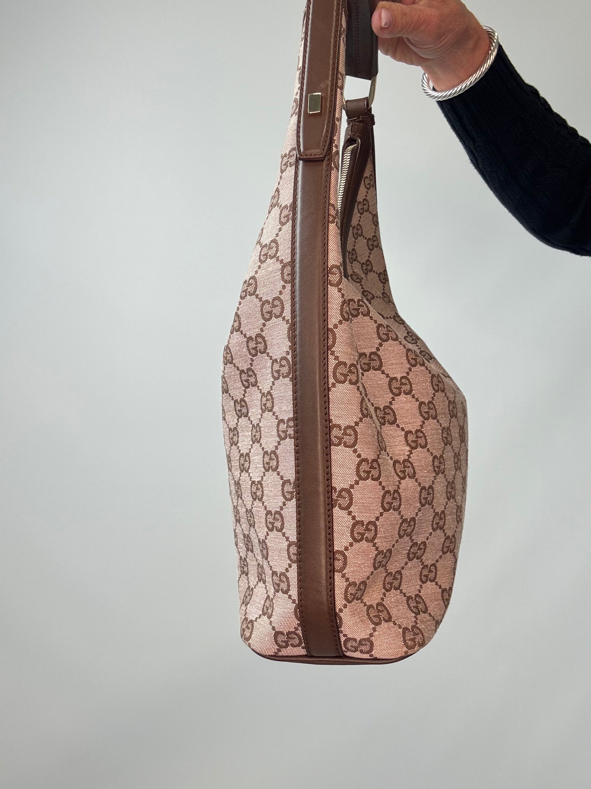 Gucci GG Canvas Hobo Bag left side