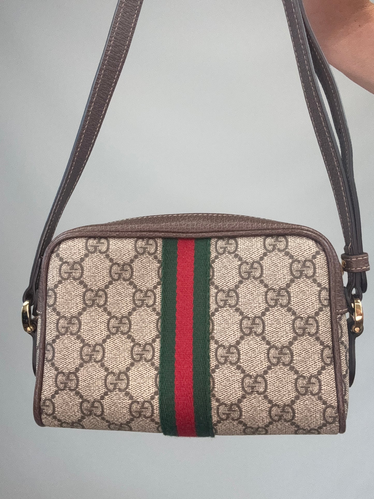 Gucci GG Supreme Monogram Web Mini Ophidia Shoulder Bag back of handbag