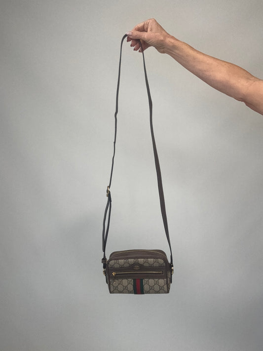 Gucci GG Supreme Monogram Web Mini Ophidia Shoulder Bag