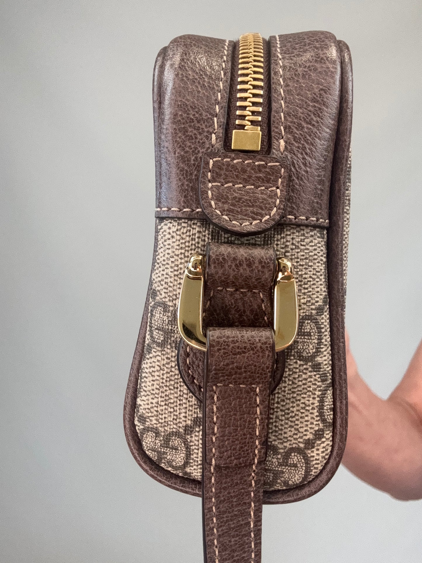 Gucci GG Supreme Monogram Web Mini Ophidia Shoulder Bag hardware opposite side
