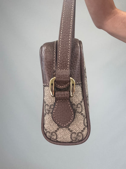 Gucci GG Supreme Monogram Web Mini Ophidia Shoulder Bag right side of handbag