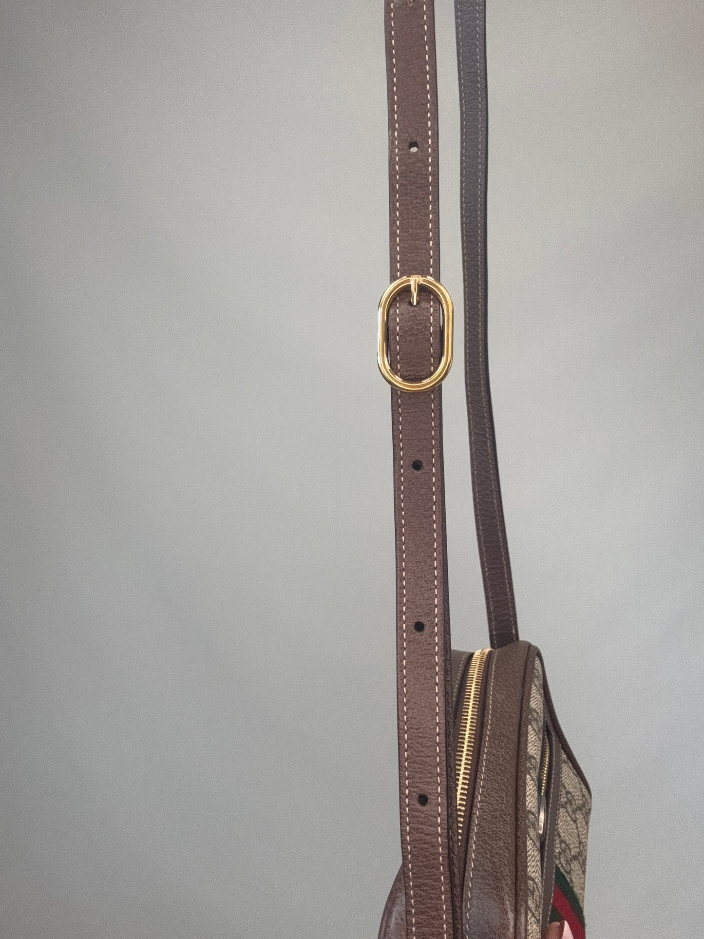Gucci GG Supreme Monogram Web Mini Ophidia Shoulder Bag strap with hardware