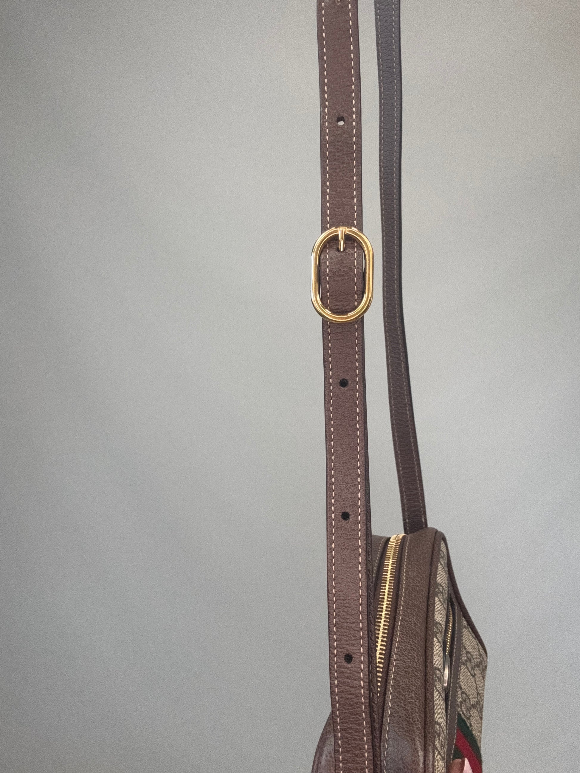 Gucci GG Supreme Monogram Web Mini Ophidia Shoulder Bag strap with hardware