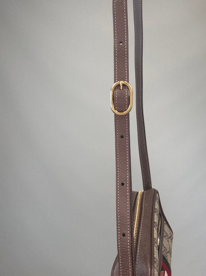 Gucci GG Supreme Monogram Web Mini Ophidia Shoulder Bag strap with hardware