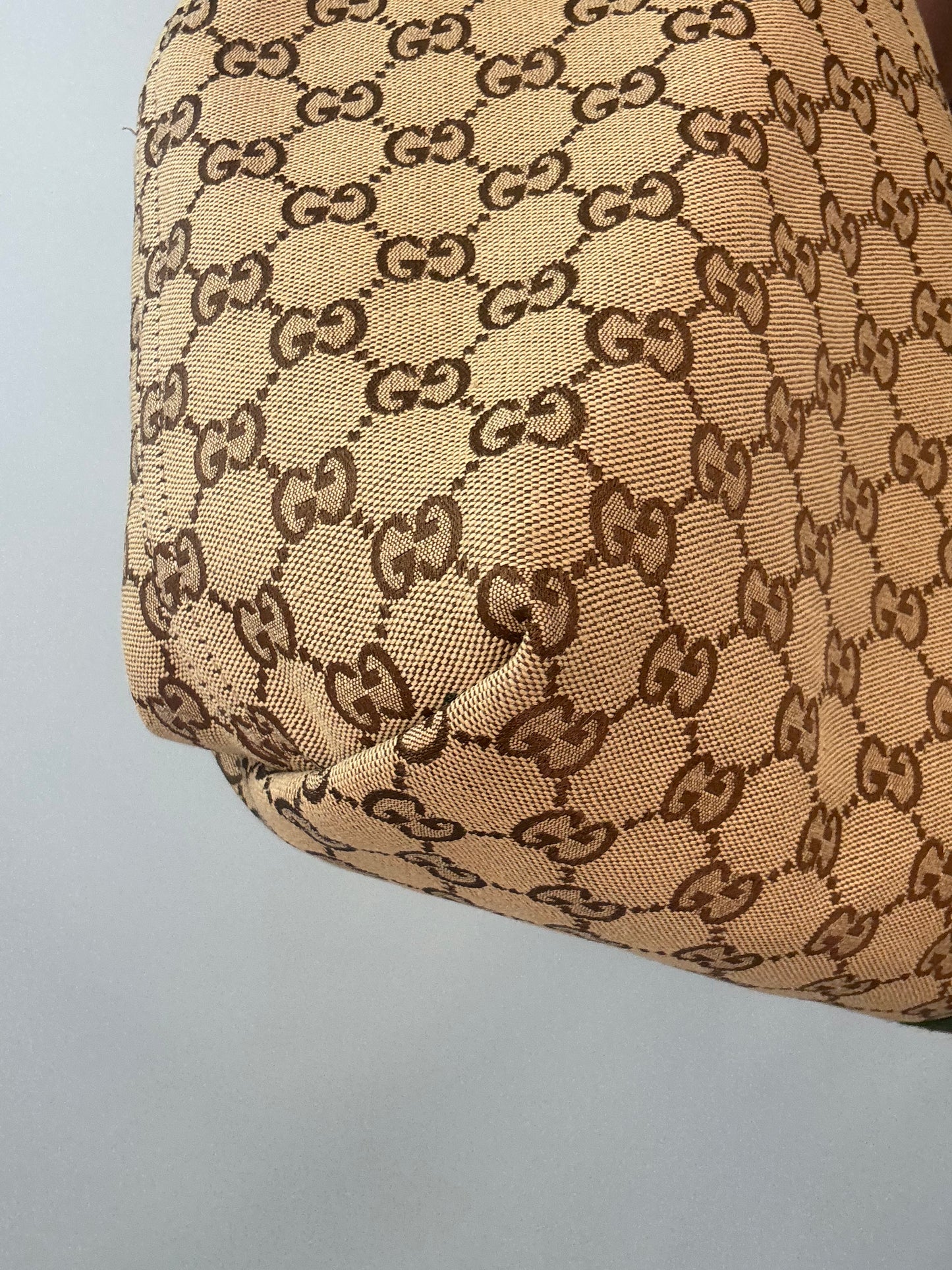 Gucci Giglio Large GG Canvas Tote Bag front left bottom corner