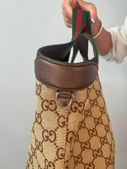 Gucci Giglio Large GG Canvas Tote Bag right side leather trim