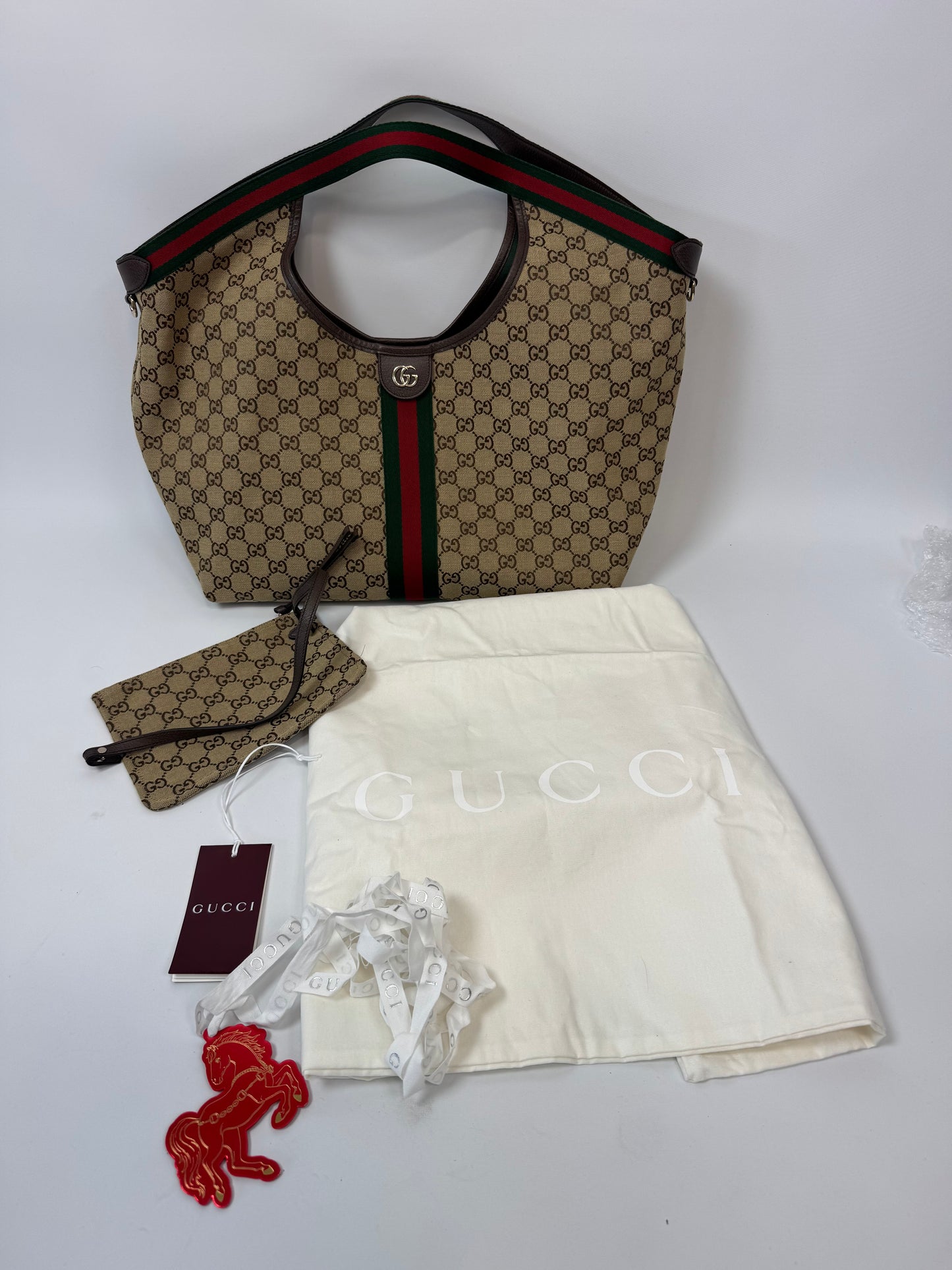Gucci Giglio Large GG Canvas Tote Bag with dust bag, ribbon and cards