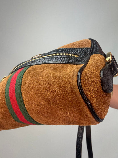 Gucci Mini Suede Ophidia Crossbody Bag front right bottom corner