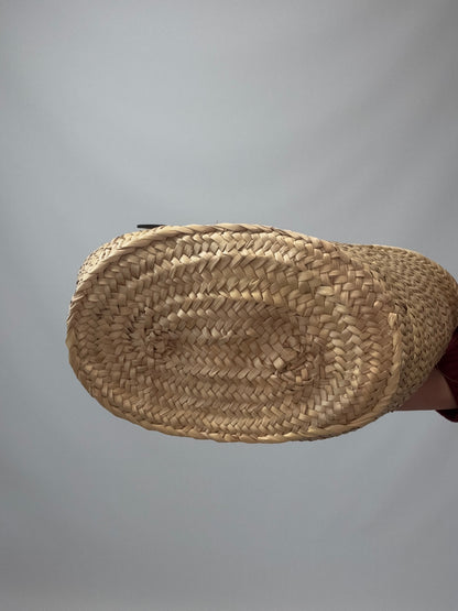 Loewe Basket In Palm Leaf and Leather Skin Tote Bag bottom of handbag