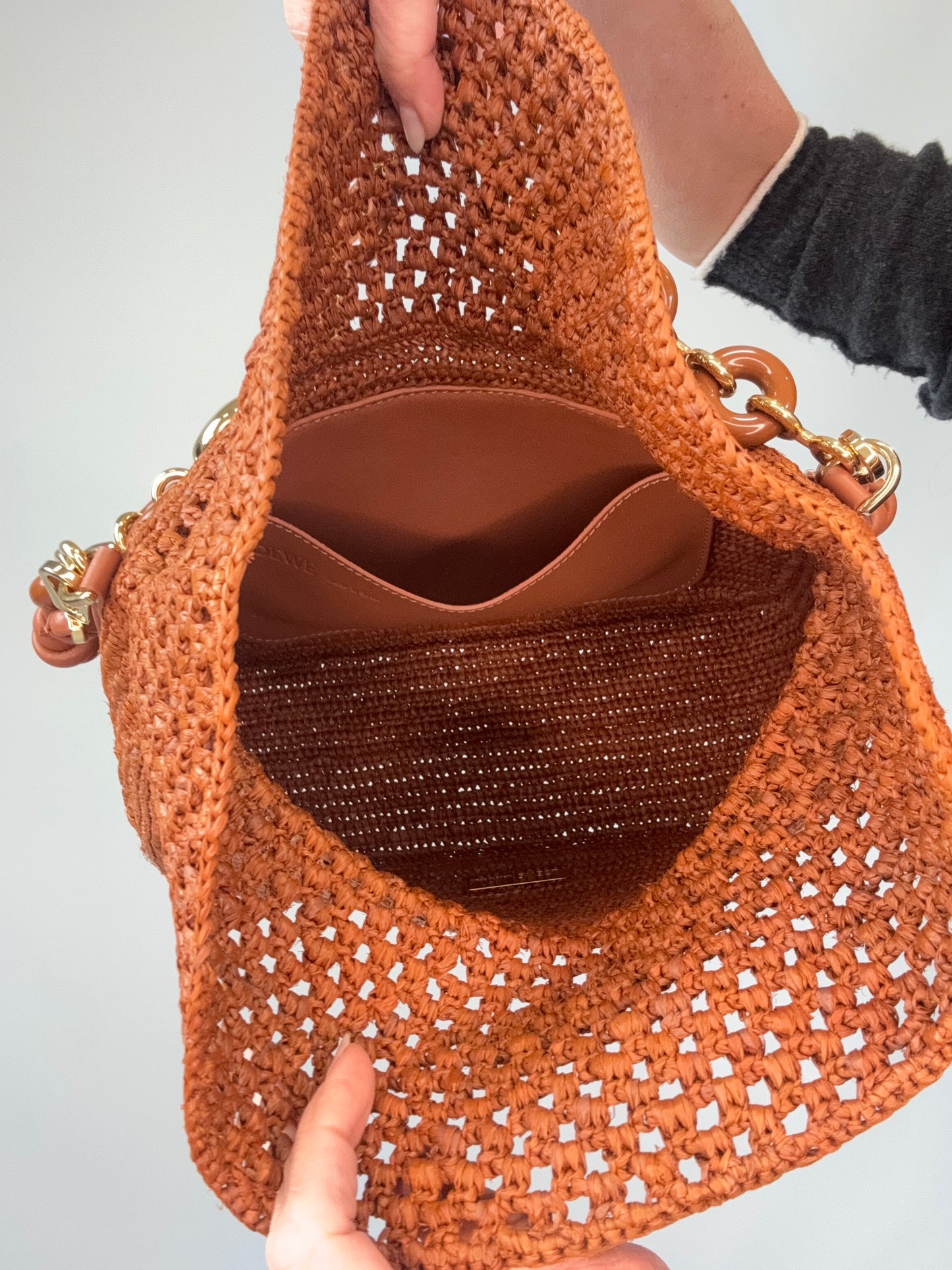 Loewe X Paula's Ibiza Ola Medium Shoulder Bag interior of handbag