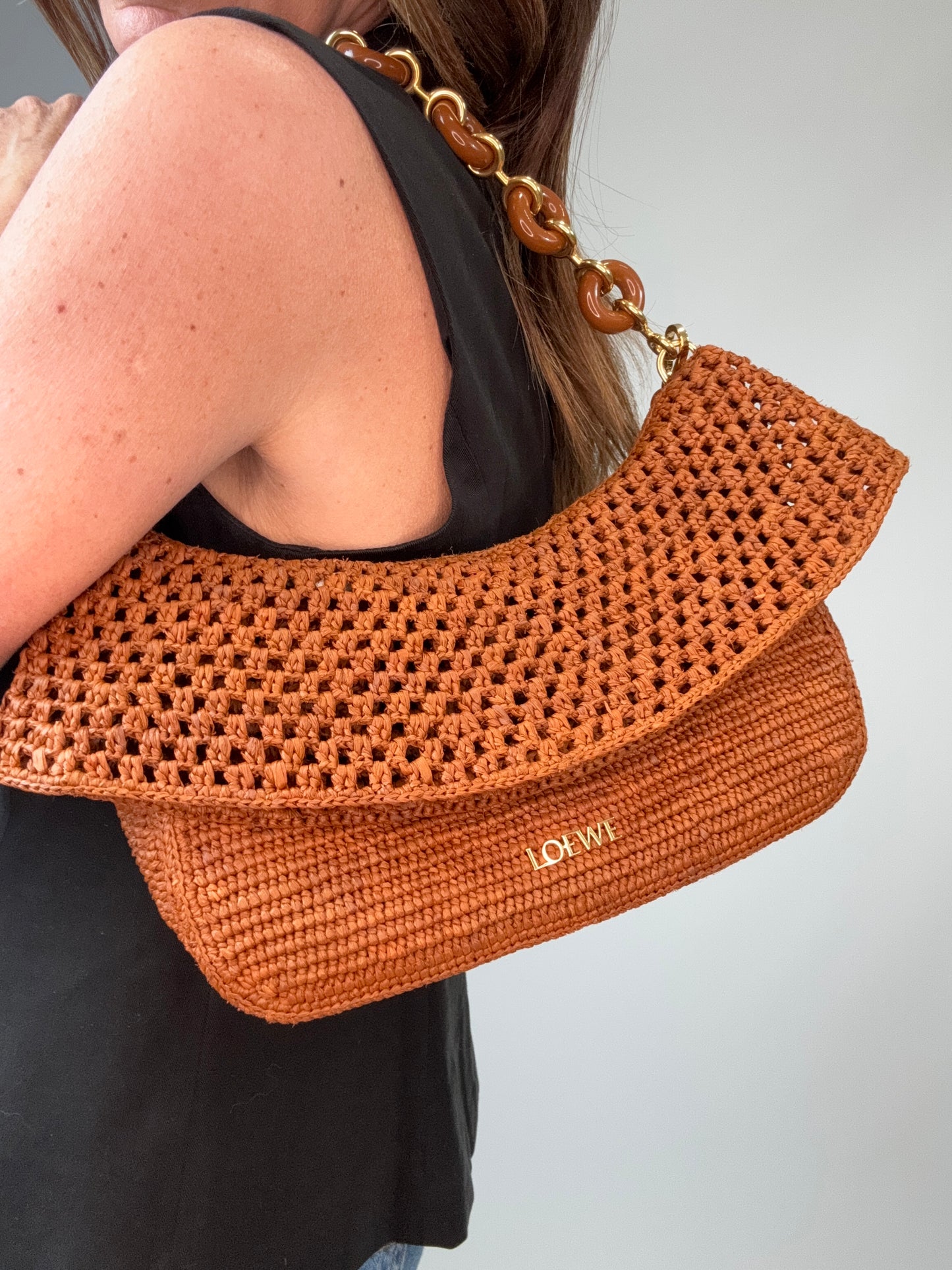 Loewe X Paula's Ibiza Ola Medium Shoulder Bag modeled 2