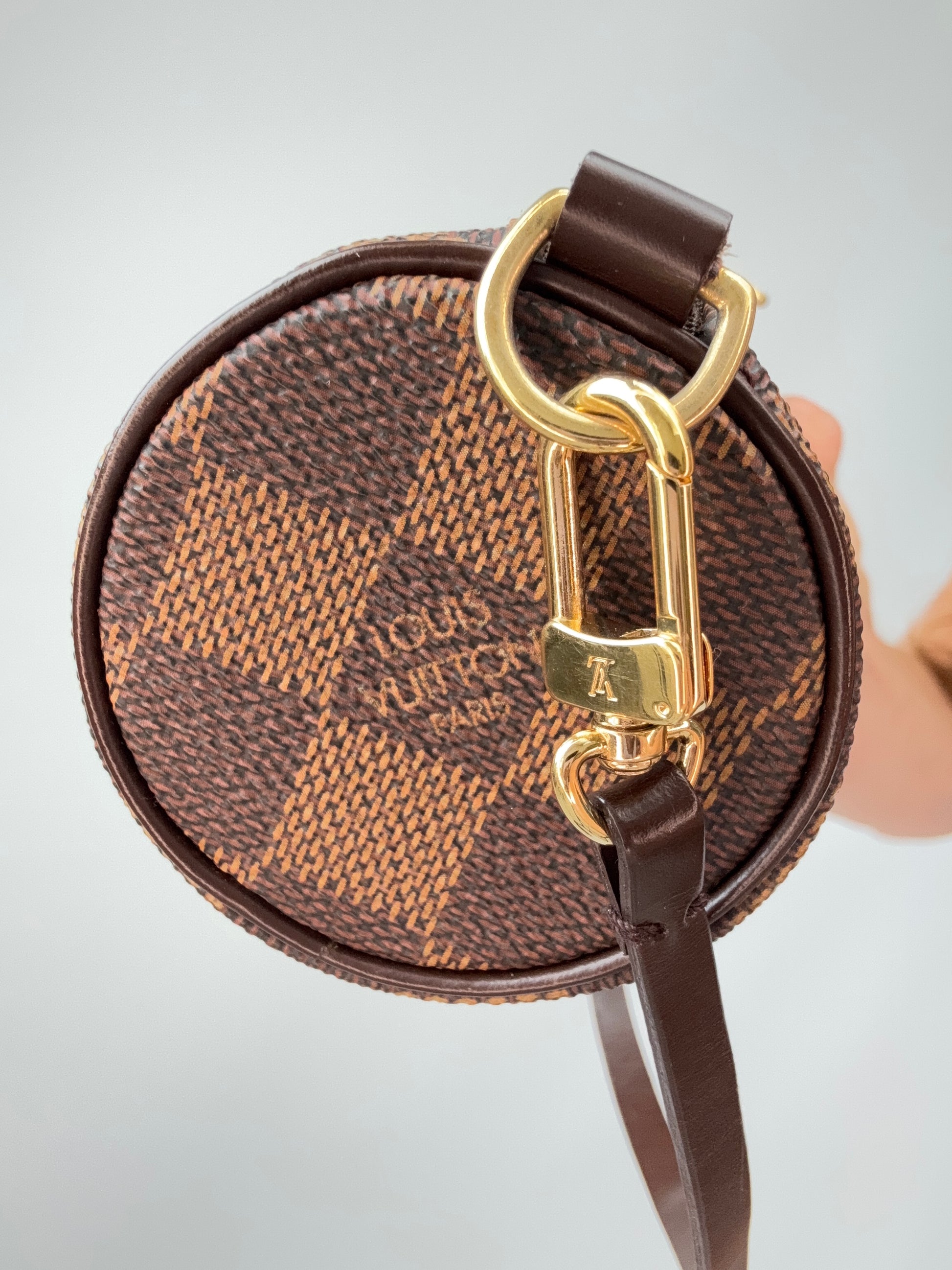 Louis Vuitton Damier Ebene Papillion 30 Handbag & Pochette Set hardware on pochette