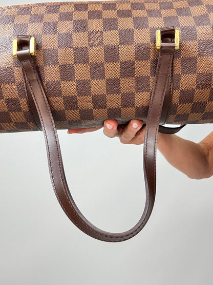 Louis Vuitton Damier Ebene Papillion 30 Handbag & Pochette Set interior of back top handle