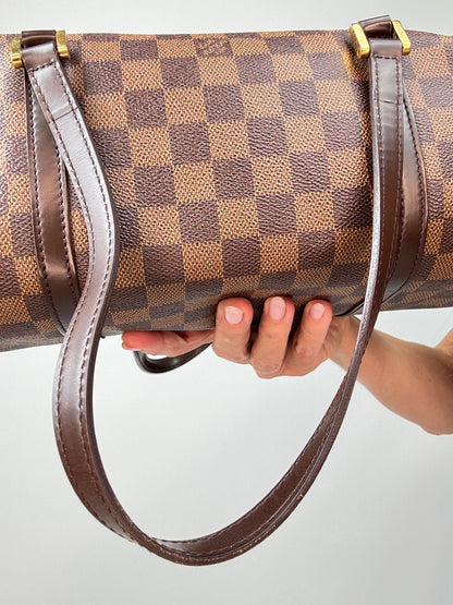 Louis Vuitton Damier Ebene Papillion 30 Handbag & Pochette Set interior of front top handle