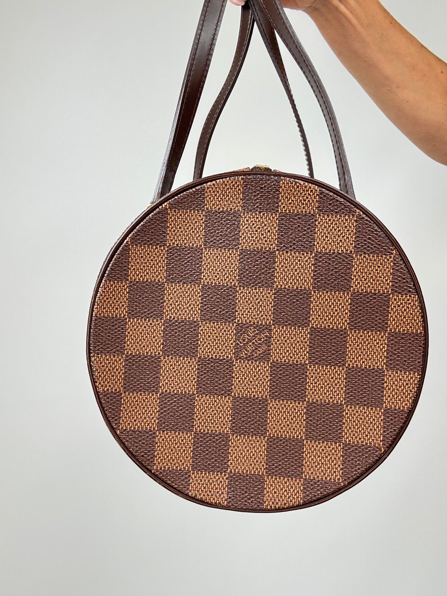 Louis Vuitton Damier Ebene Papillion 30 Handbag & Pochette Set left side of handbag