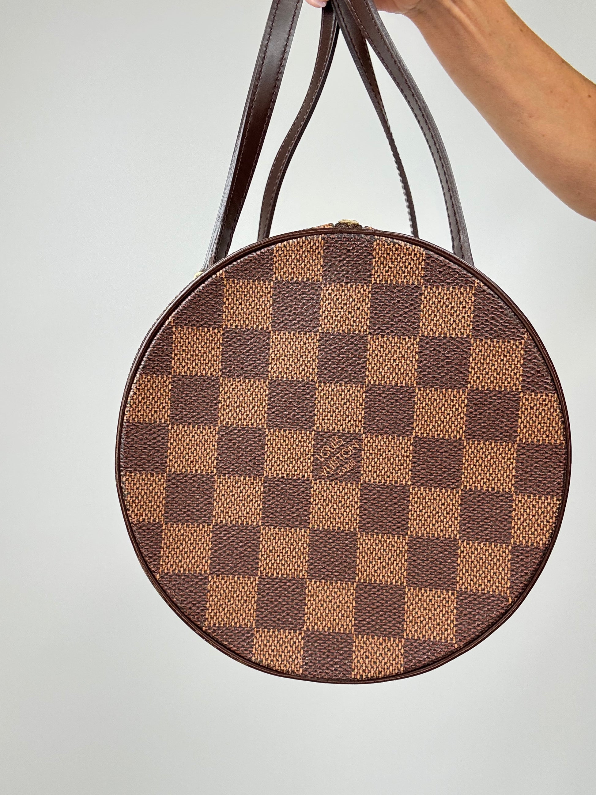 Louis Vuitton Damier Ebene Papillion 30 Handbag & Pochette Set left side of handbag