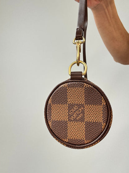Louis Vuitton Damier Ebene Papillion 30 Handbag & Pochette Set left side of pochette