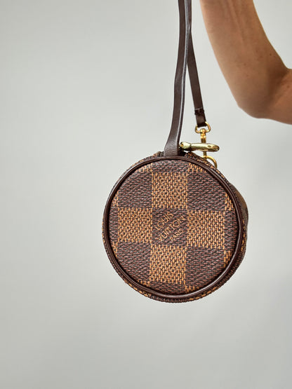 Louis Vuitton Damier Ebene Papillion 30 Handbag & Pochette Set right side of pochette