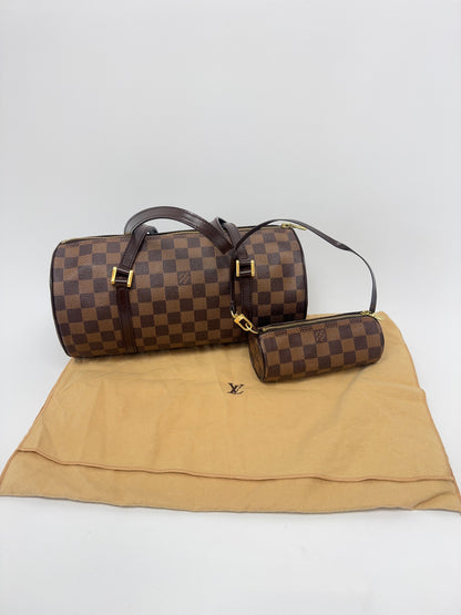 Louis Vuitton Damier Ebene Papillion 30 Handbag & Pochette Set with dust bag