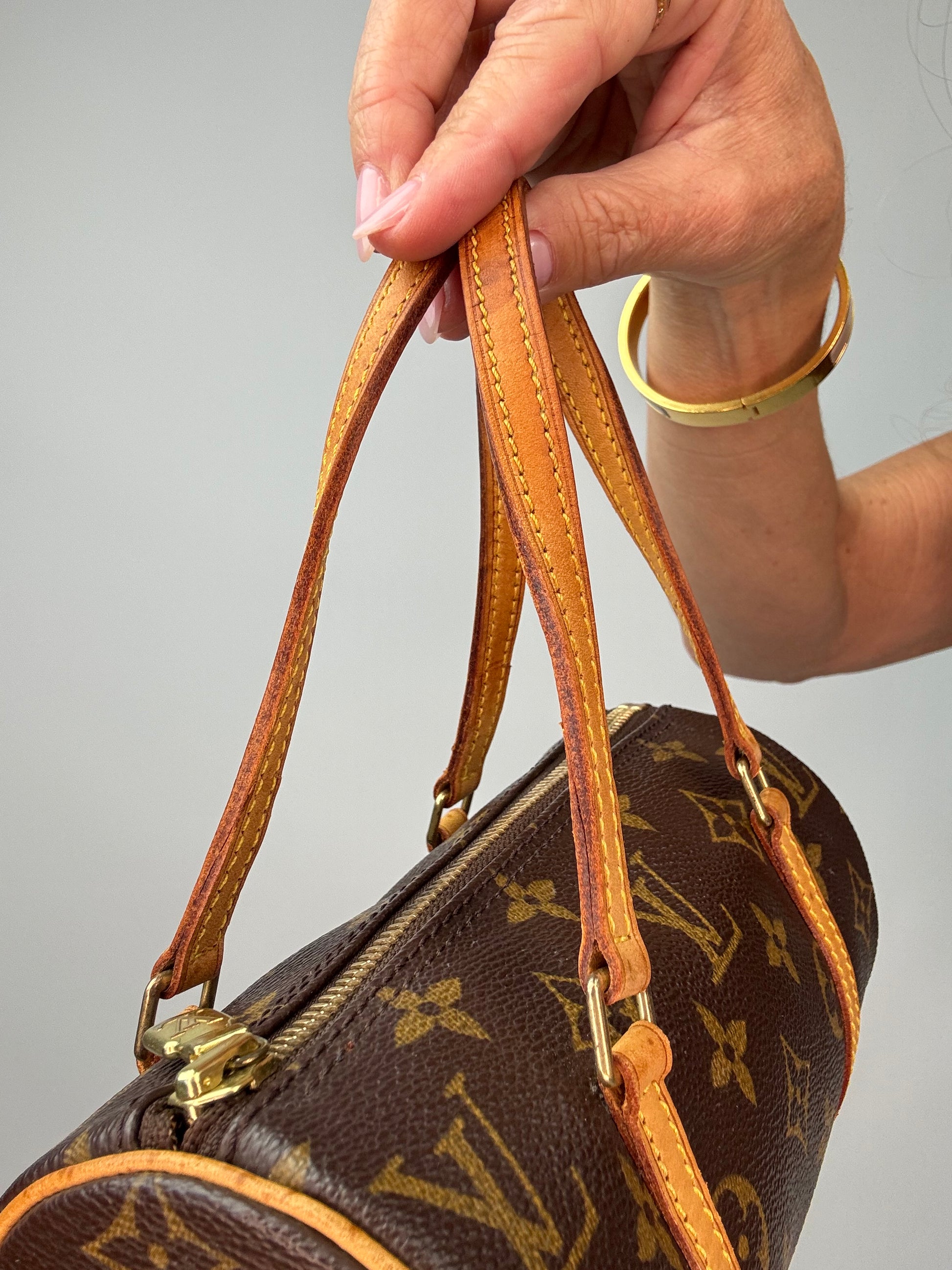 Louis Vuitton Monogram Canvas Papillon 19 top handles front left side