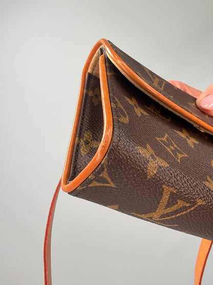 Louis Vuitton Monogram Canvas Pochette Florentine Belt Bag front left bottom corner