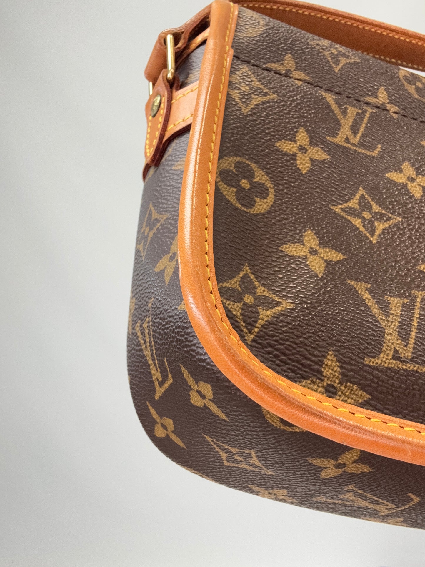 LOUIS VUITTON Monogram Canvas Sologne back left bottom corner