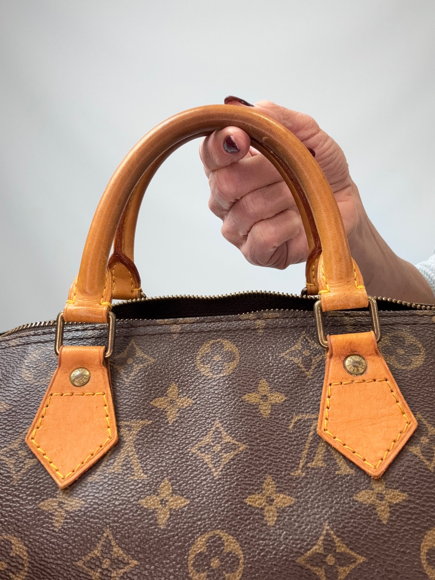 LOUIS VUITTON Monogram Canvas Speedy 30 back of top handles