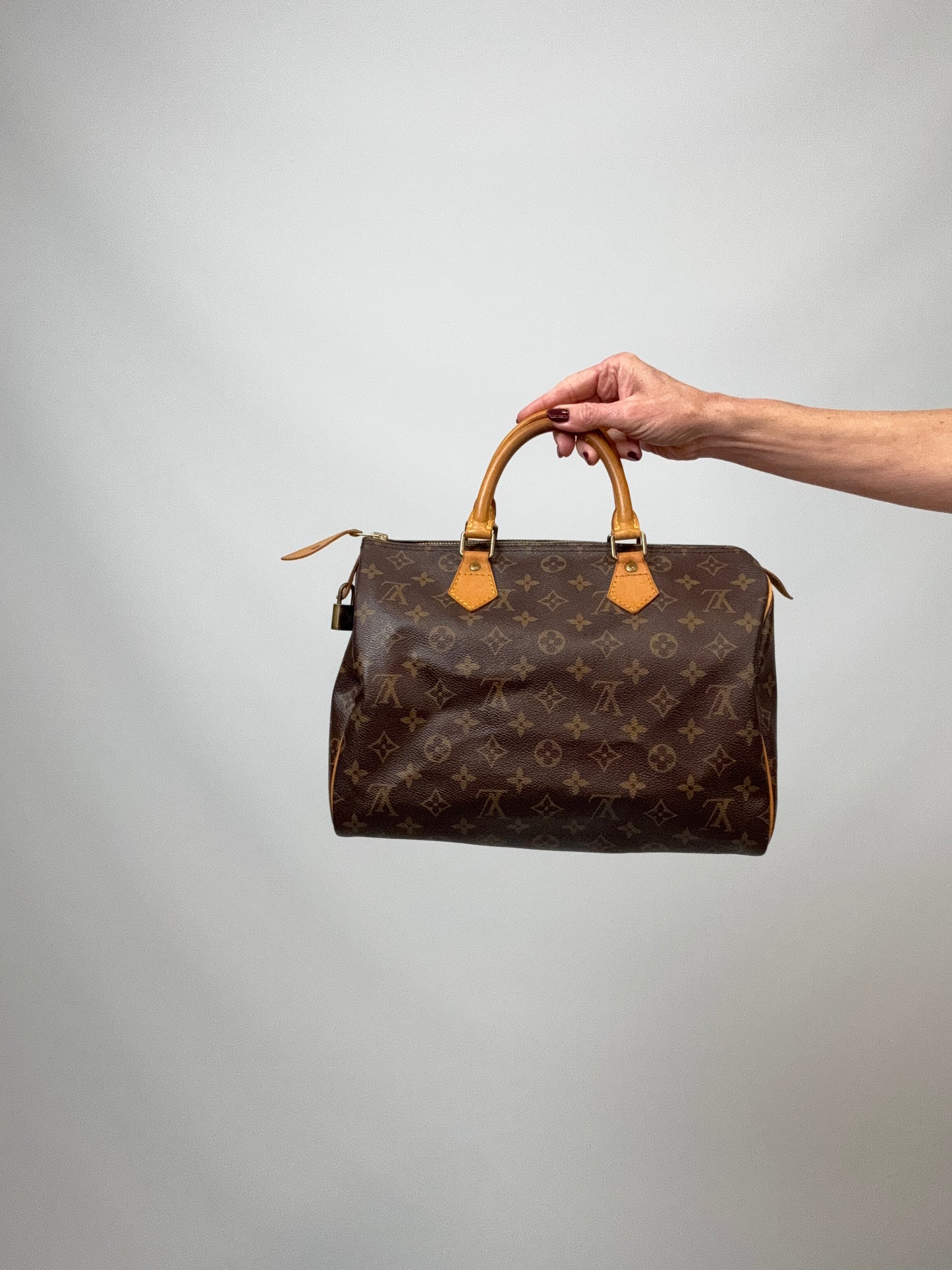 LOUIS VUITTON Monogram Canvas Speedy 30 back of handbag