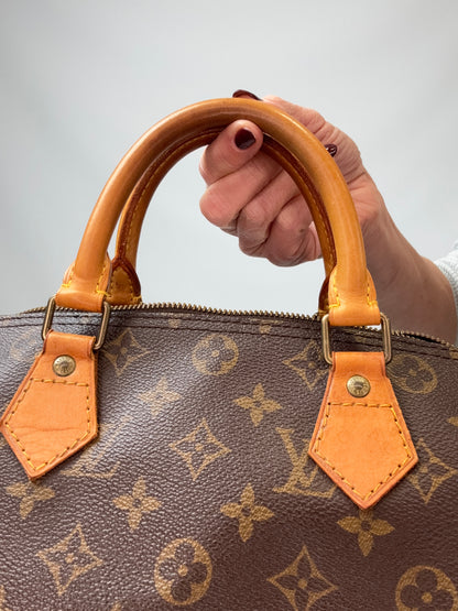 LOUIS VUITTON Monogram Canvas Speedy 30 front of top handles