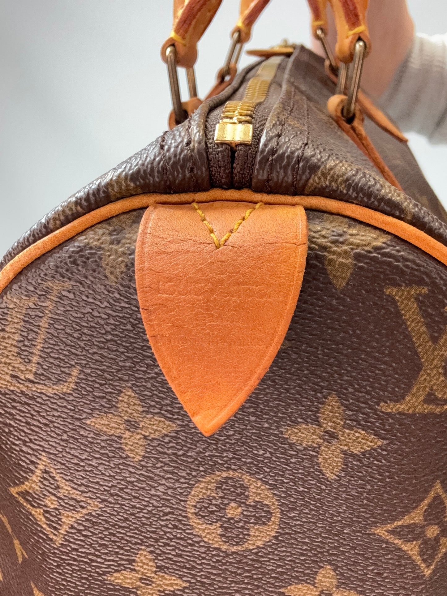 LOUIS VUITTON Monogram Canvas Speedy 30 leather logo stamp