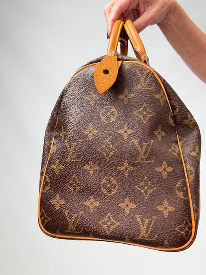 LOUIS VUITTON Monogram Canvas Speedy 30 left side