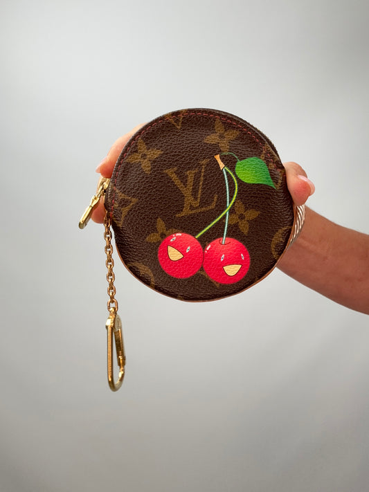 LOUIS VUITTON Monogram Cerises Round Coin Purse