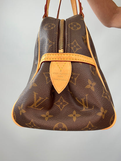 Louis Vuitton Monogram Montorgueil PM right side of handbag