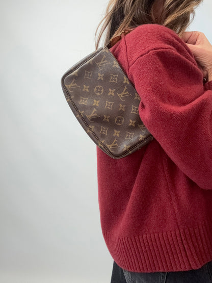 Louis Vuitton Monogram Pochette modeled 2