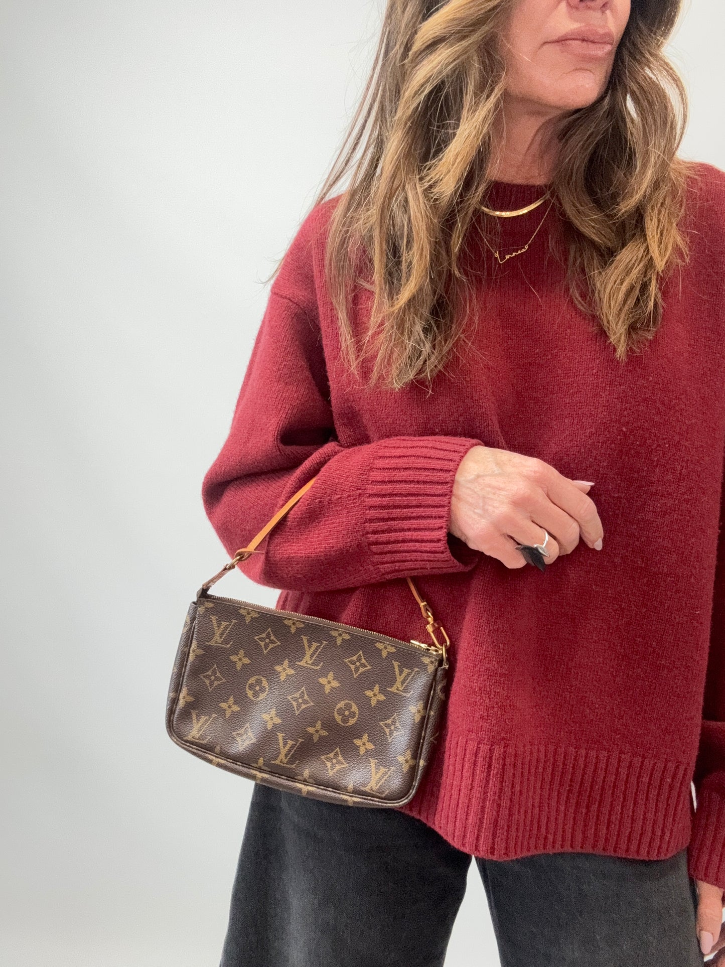 Louis Vuitton Monogram Pochette modeled