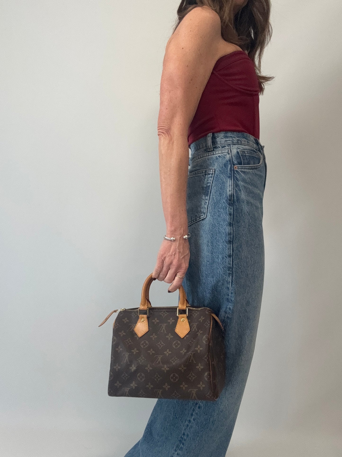 Louis Vuitton Monogram Speedy 25  modeled