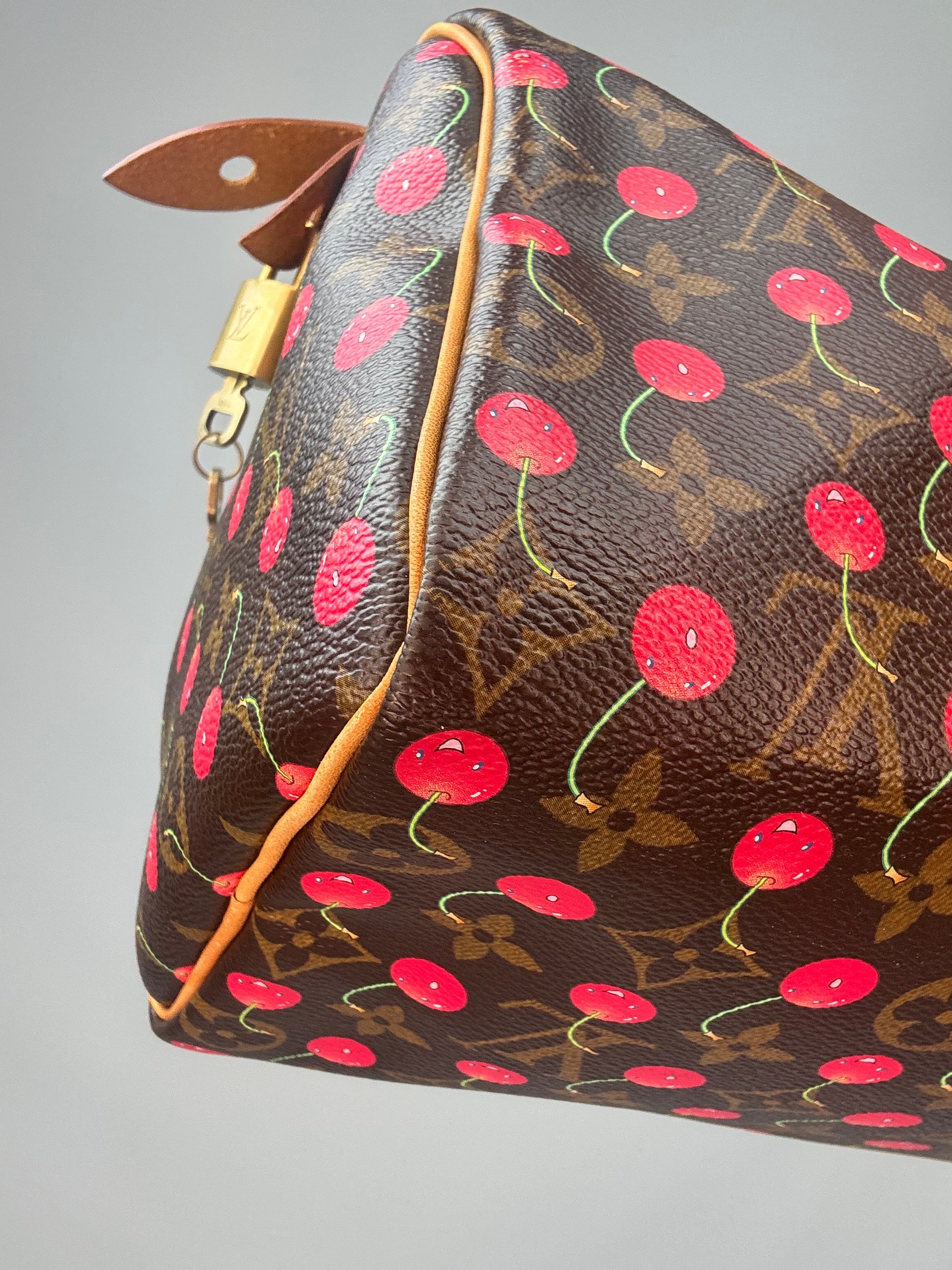 Louis Vuitton Takashi Murakami Monogram Cerises Speedy 25 back left bottom corner