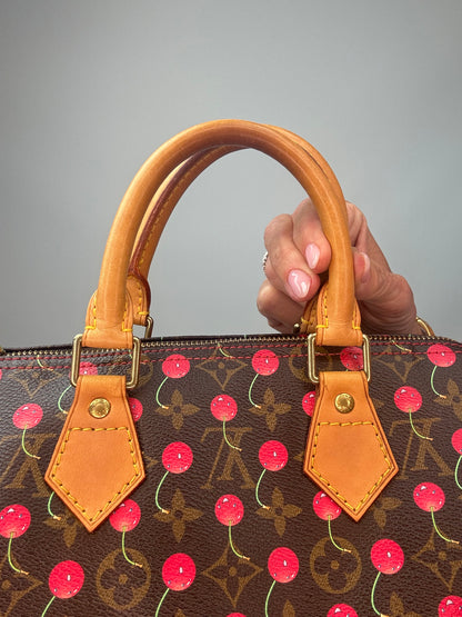 Louis Vuitton Takashi Murakami Monogram Cerises Speedy 25 back of top handles