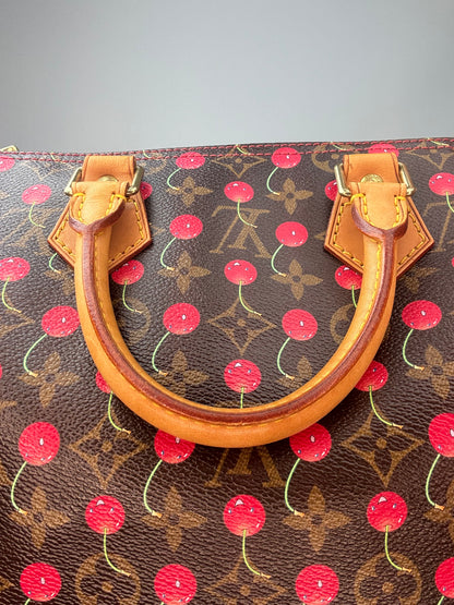 Louis Vuitton Takashi Murakami Monogram Cerises Speedy 25 interior of back top handle