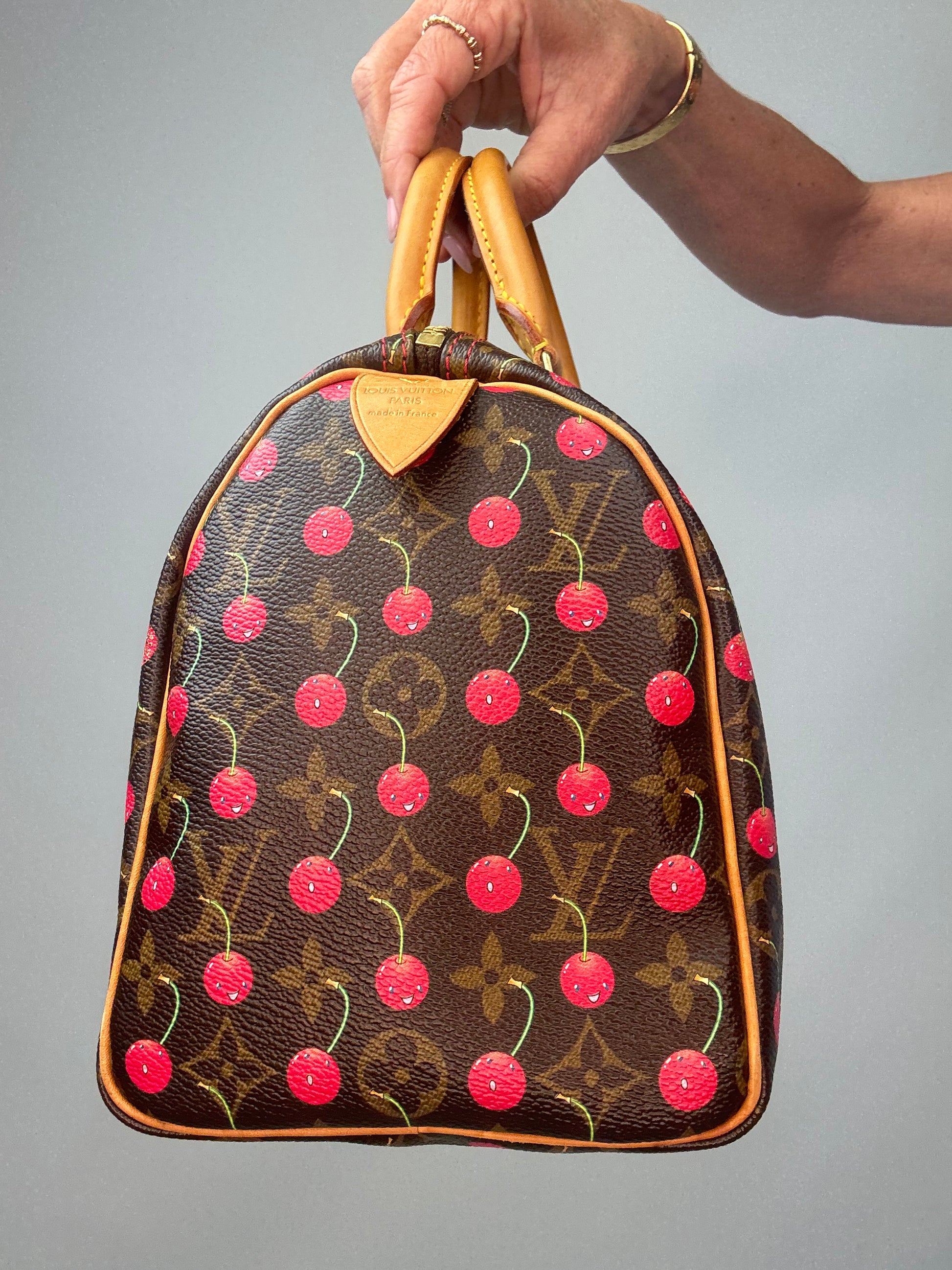 Louis Vuitton Takashi Murakami Monogram Cerises Speedy 25 left side