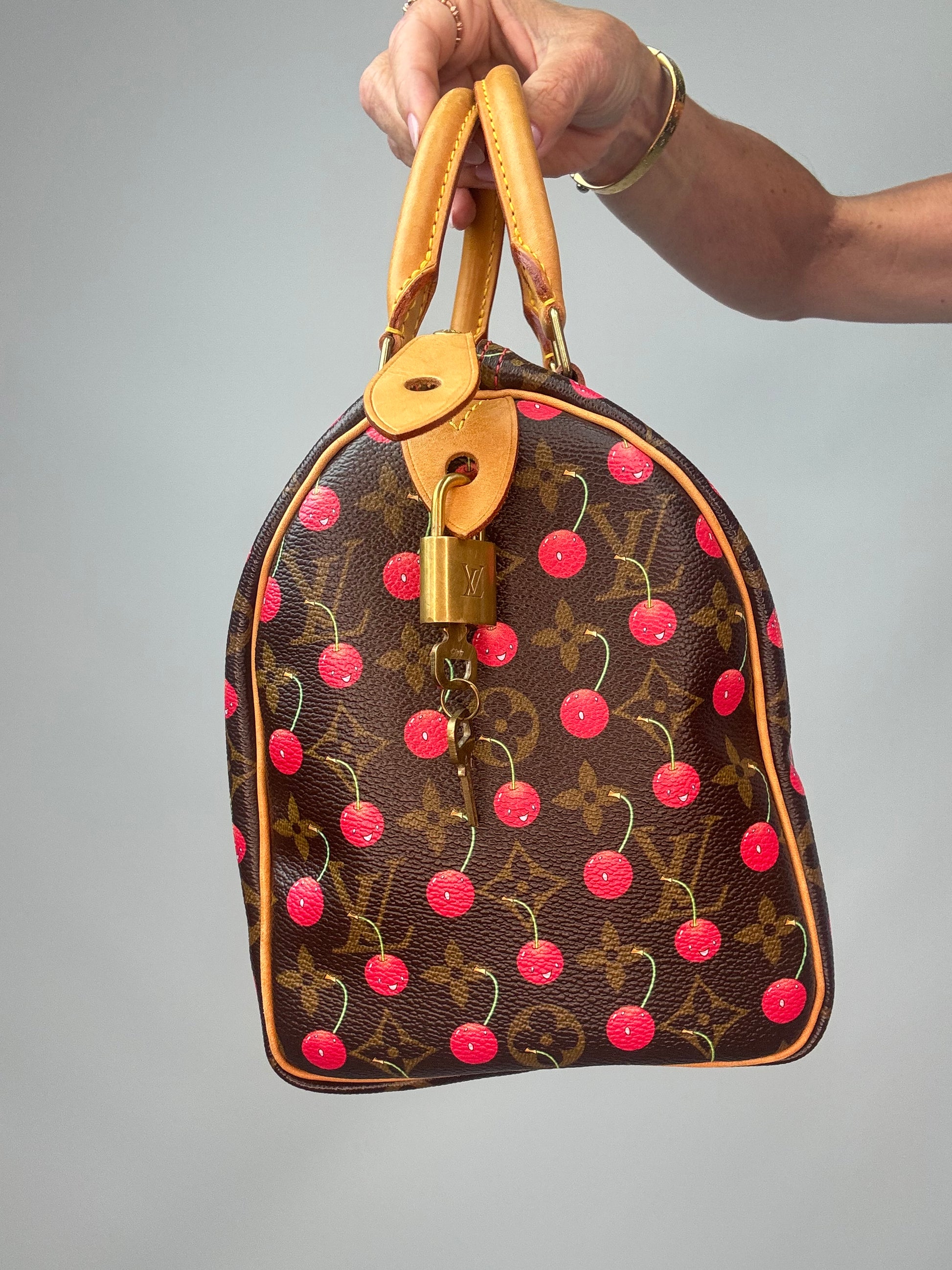Louis Vuitton Takashi Murakami Monogram Cerises Speedy 25 right side