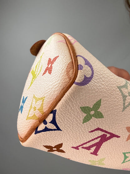Louis Vuitton Takashi Murakami White Multicolore Nano Speedy back left bottom corner