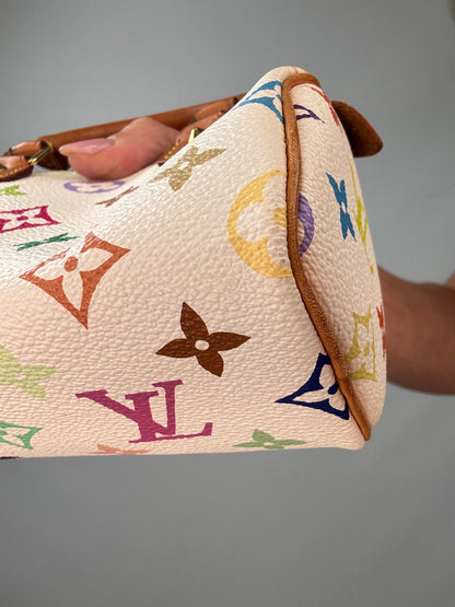 Louis Vuitton Takashi Murakami White Multicolore Nano Speedy front right bottom corner