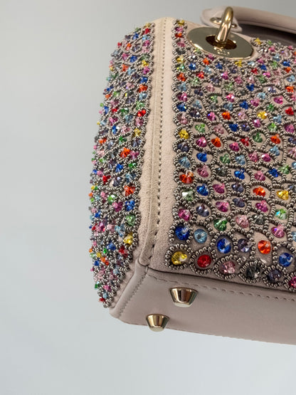 Mini Lady Dior Crystal Embellished Bag back left bottom corner