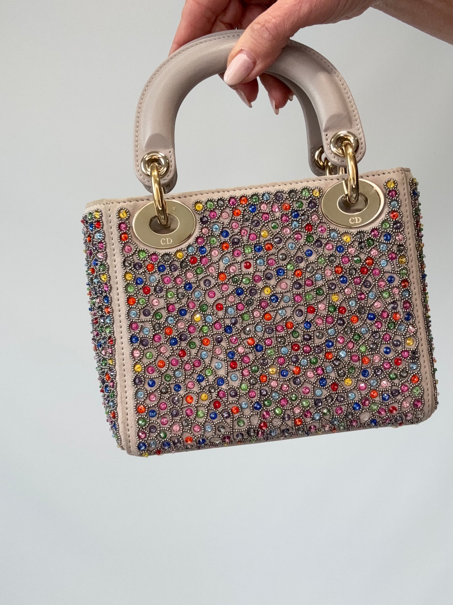 Mini Lady Dior Crystal Embellished Bag back of handbag