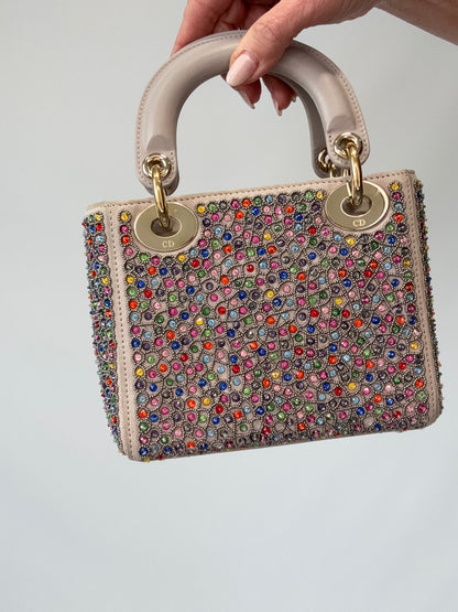 Mini Lady Dior Crystal Embellished Bag back of handbag