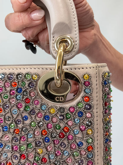 Mini Lady Dior Crystal Embellished Bag right corner with hardware