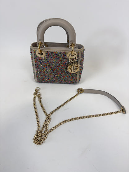 Mini Lady Dior Crystal Embellished Bag with chain strap