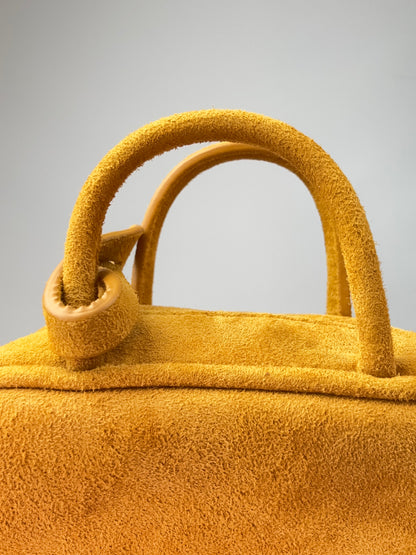 Miu Miu Beau Micro Suede Bag - Whiskey back of top handles